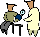 Animation of a doctor giving a patient a blood pressure test
