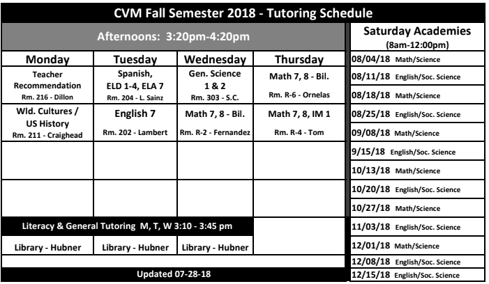 Chula Vista Middle School After School Tutoring And Saturday School 